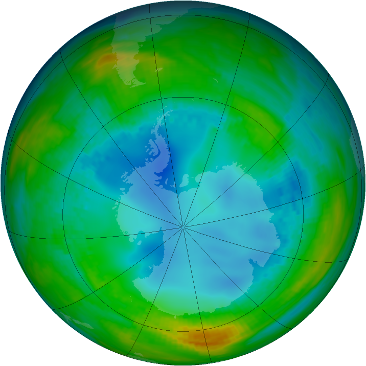 Antarctic ozone map for 03 August 1987